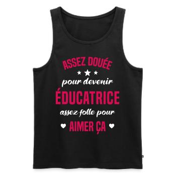 Assez douée pour devenir éducatrice assez folle - Débardeur bio Premium Homme - noir - Devant - AI Model Male 178 light (178cm)