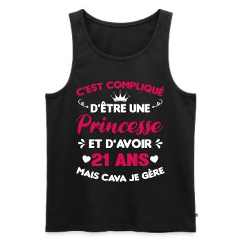 Princesse 21 Ans Anniversaire Idée Cadeau Pink Âge - Débardeur bio Premium Homme - noir - Devant - AI Model Male 178 light (178cm)