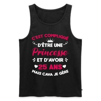 Princesse 25 Ans Anniversaire Idée Cadeau Vintage - Débardeur bio Premium Homme - noir - Devant - Michal (187cm)