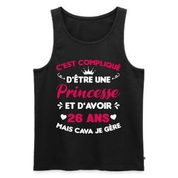 Princesse 26 Ans Anniversaire Idée Cadeau Pink Âge - Débardeur bio Premium Homme - noir - Devant - Michal (187cm)