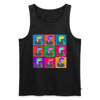 Pop Art Dino trinkt Bier in verschiedenen Farben - Männer Premium Bio Tank Top - Schwarz - Vorne - Michal (187cm)