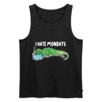 T-Rex Dino schläft auf einem Kiss - Er hasst - Männer Premium Bio Tank Top - Schwarz - Vorne - Michal (187cm)
