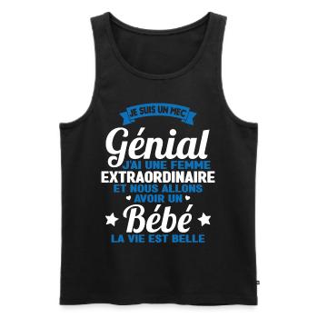 Je suis un mec génial j'ai une femme extraordinair - Débardeur bio Premium Homme - noir - Devant - Michal (187cm)