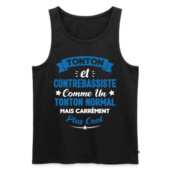 Tonton et Contrebassiste comme un tonton normal - Débardeur bio Premium Homme - noir - Devant - Michal (187cm)