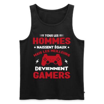 Tous Les Hommes Naissent Égaux - Meilleurs Gamers - Débardeur bio Premium Homme - noir - Devant - Michal (187cm)