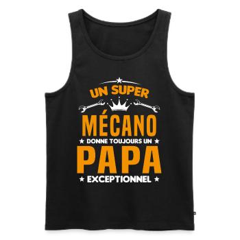 Mécano papa cadeau drôle fête des pères garagiste - Débardeur bio Premium Homme - noir - Devant - AI Model Male 178 light (178cm)