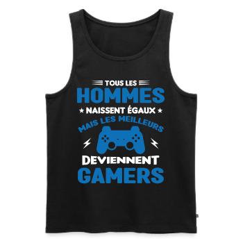 Tous Les Hommes Naissent Égaux - Meilleurs Gamers - Débardeur bio Premium Homme - noir - Devant - Michal (187cm)