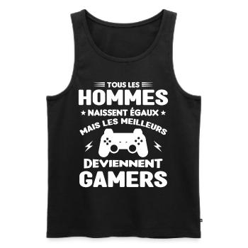 Tous Les Hommes Naissent Égaux - Meilleurs Gamers - Débardeur bio Premium Homme - noir - Devant - Michal (187cm)
