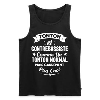 Tonton et Contrebassiste comme un tonton normal - Débardeur bio Premium Homme - noir - Devant - Michal (187cm)