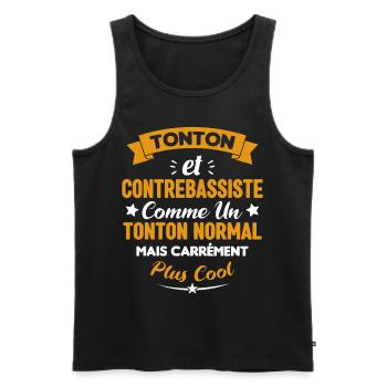Tonton et Contrebassiste comme un tonton normal - Débardeur bio Premium Homme - noir - Devant - Michal (187cm)