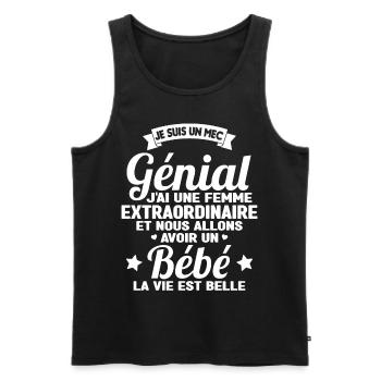 Je suis un mec génial j'ai une femme extraordinair - Débardeur bio Premium Homme - noir - Devant - Michal (187cm)