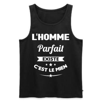 homme parfait cadeau saint valentin homme - Débardeur bio Premium Homme - noir - Devant - Michal (187cm)