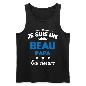 je suis un Beau-Papa qui assure humour - Débardeur bio Premium Homme - noir - Devant - Michal (187cm)