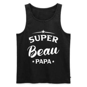 Beau-père Cadeau Super beau papa - Débardeur bio Premium Homme - noir - Devant - Michal (187cm)