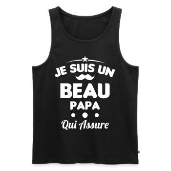je suis un Beau-Papa qui assure humour - Débardeur bio Premium Homme - noir - Devant - Michal (187cm)