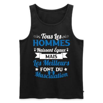 Hommes égaux les meilleurs font de la musculation - Débardeur bio Premium Homme - noir - Devant - Michal (187cm)