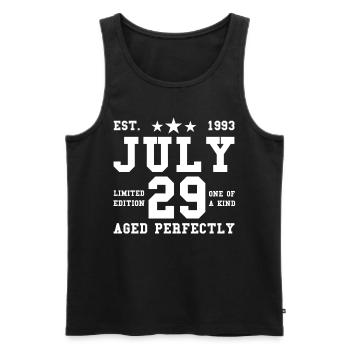 29ème anniversaire Juillet né 1993 Idée cadeau - Débardeur bio Premium Homme - noir - Devant - Michal (187cm)