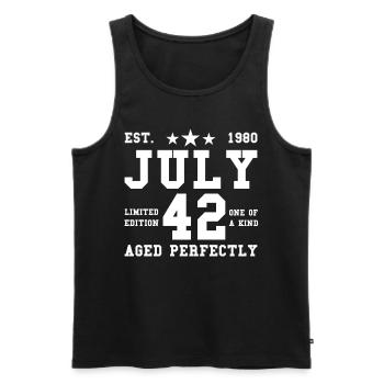 42ème anniversaire Juillet né 1980 Idée cadeau - Débardeur bio Premium Homme - noir - Devant - Michal (187cm)