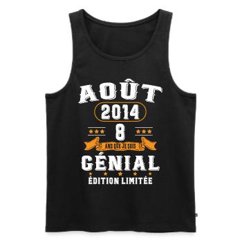 8 Ans Anniversaire Vintage Né(e) en Août 2014 - Débardeur bio Premium Homme - noir - Devant - Michal (187cm)