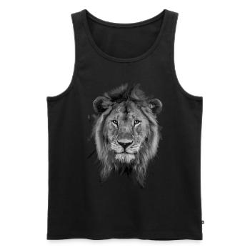 Löwe Shirt Design Löwenkopf Afrika Männer Frauen - Männer Premium Bio Tank Top - Schwarz - Vorne - Michal (187cm)