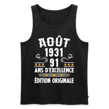 91 Ans Anniversaire Vintage Né(e) en Août 1931 - Débardeur bio Premium Homme - noir - Devant - Michal (187cm)