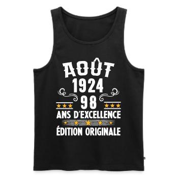 98 Ans Anniversaire Vintage Né(e) en Août 1924 - Débardeur bio Premium Homme - noir - Devant - Michal (187cm)