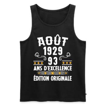 93 Ans Anniversaire Vintage Né(e) en Août 1929 - Débardeur bio Premium Homme - noir - Devant - Michal (187cm)
