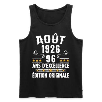 96 Ans Anniversaire Vintage Né(e) en Août 1926 - Débardeur bio Premium Homme - noir - Devant - Michal (187cm)