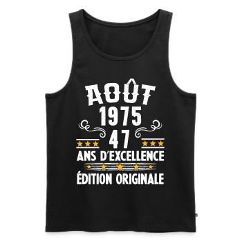 47 Ans Anniversaire Vintage Né(e) en Août 1975 - Débardeur bio Premium Homme - noir - Devant - Michal (187cm)