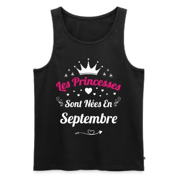 Les Princesses Sont Nées En Septembre Anniversaire - Débardeur bio Premium Homme - noir - Devant - AI Model Male 178 light (178cm)