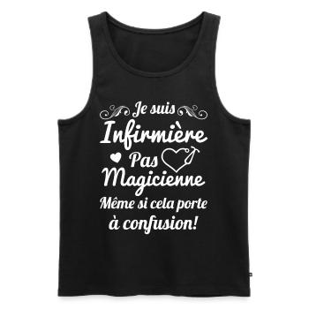 Je suis infirmière pas magicienne Cadeau Humour - Débardeur bio Premium Homme - noir - Devant - AI Model Male 178 light (178cm)