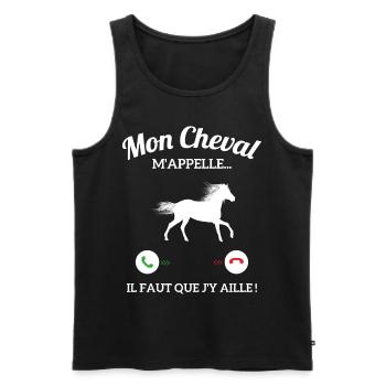 Mon Cheval M'appelle Il Faut Que J'y Aille - Débardeur bio Premium Homme - noir - Devant - Michal (187cm)