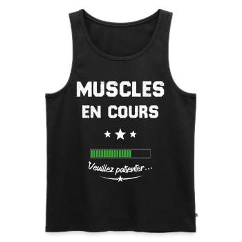 Homme musclé En cours veuillez patienter - Débardeur bio Premium Homme - noir - Devant - Michal (187cm)