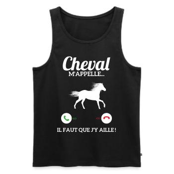 Mon Cheval M'appelle Il Faut Que J'y Aille - Débardeur bio Premium Homme - noir - Devant - Michal (187cm)