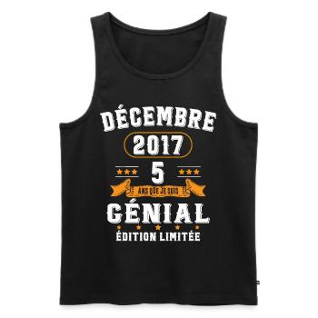 5 Ans Anniversaire Vintage Né(e) en Décembre 2017 - Débardeur bio Premium Homme - noir - Devant - Michal (187cm)