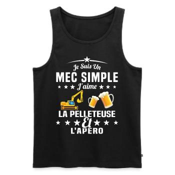 Un Mec Simple J'aime La Pelleteuse Et L'apéro - Débardeur bio Premium Homme - noir - Devant - Michal (187cm)