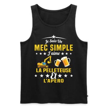 Un Mec Simple J'aime La Pelleteuse Et L'apéro - Débardeur bio Premium Homme - noir - Devant - Michal (187cm)