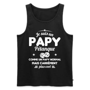 Un Papy Pétanque Comme Un Papy Normal - Débardeur bio Premium Homme - noir - Devant - Michal (187cm)