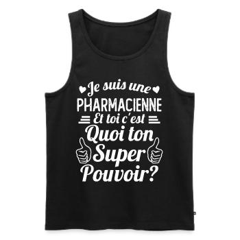 Je suis une pharmacienne c'est mon super pouvoir - Débardeur bio Premium Homme - noir - Devant - Michal (187cm)