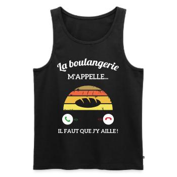 La Boulangerie m'appelle vintage Boulangère femme - Débardeur bio Premium Homme - noir - Devant - Michal (187cm)