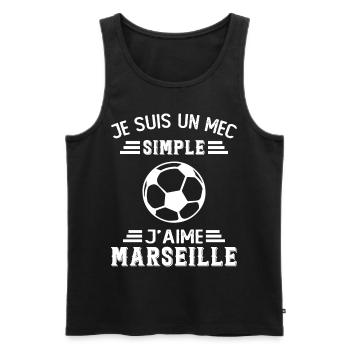 je suis un mec simple j'aime Marseille - Débardeur bio Premium Homme - noir - Devant - AI Model Male 178 light (178cm)