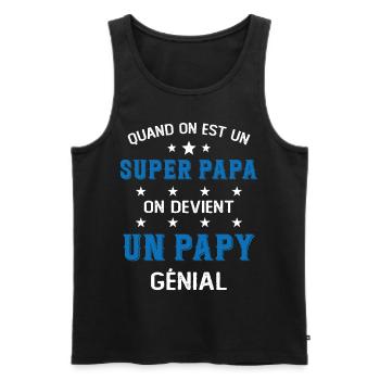 Un Super Papa On Devient Un Papy Génial - Débardeur bio Premium Homme - noir - Devant - Michal (187cm)