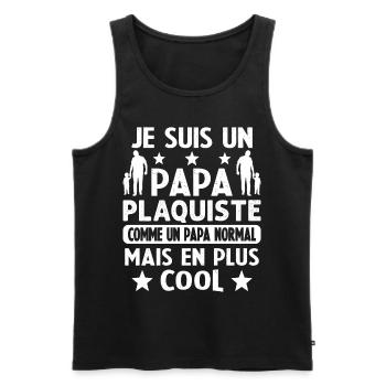 Plaquiste fête des pères futur papa - Débardeur bio Premium Homme - noir - Devant - Michal (187cm)