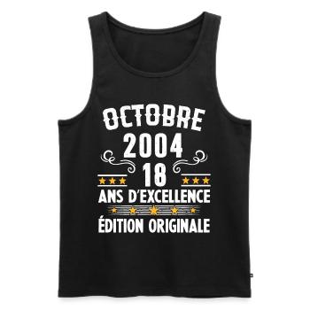 18 Ans Anniversaire Vintage Né(e) en Octobre 2004 - Débardeur bio Premium Homme - noir - Devant - Michal (187cm)