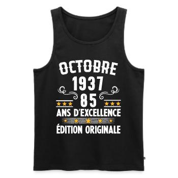 85 Ans Anniversaire Vintage Né(e) en Octobre 1937 - Débardeur bio Premium Homme - noir - Devant - Michal (187cm)