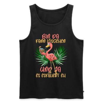 Flamingo bin da kann losgehen ja es eskaliert eh - Männer Premium Bio Tank Top - Schwarz - Vorne - Michal (187cm)