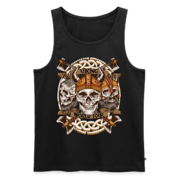 World Tour Shirt – Viking Skull Design Celts - Men's Premium Organic Tank Top - black - Front - Michal (187cm)
