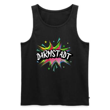Darmstadt Germany City Pop Art Comic Art - Men's Premium Organic Tank Top - black - Front - AI Model Male 178 light (178cm)