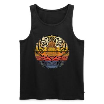 Tiger Animal Predator Wild Wilderness Vintage Rétro - Débardeur bio Premium Homme - noir - Devant - AI Model Male 178 light (178cm)