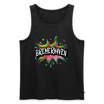 Bremerhaven Germany City Pop Art Comic Art - Men's Premium Organic Tank Top - black - Front - AI Model Male 178 light (178cm)